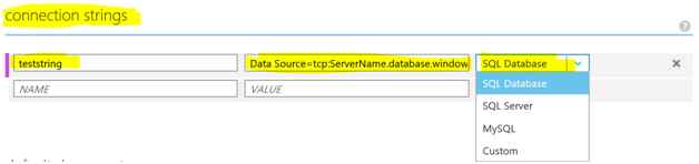 Entering Connection Strings for SQL Database